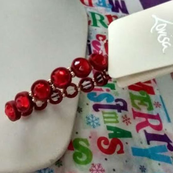 LOVISA Contemporary Gold Bead/Ruby Red Crystal Bracelet**NEW! - Picture 2 of 5